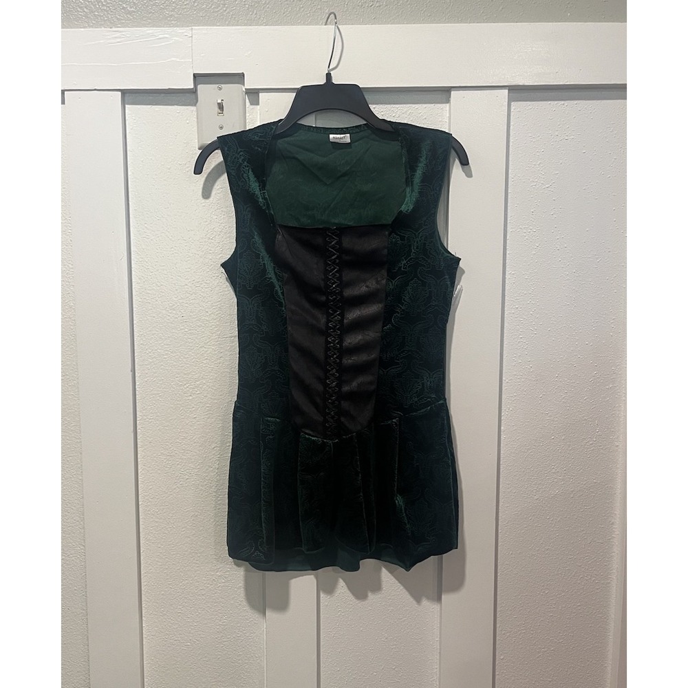 Spirit Woodland Huntress Emerald Green Corset Sleeveless Velvety Top Size M